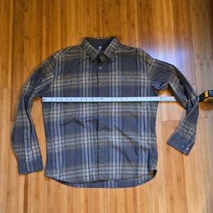 Kuhl Blue and Tan Plaid Casual Button Down Shirt